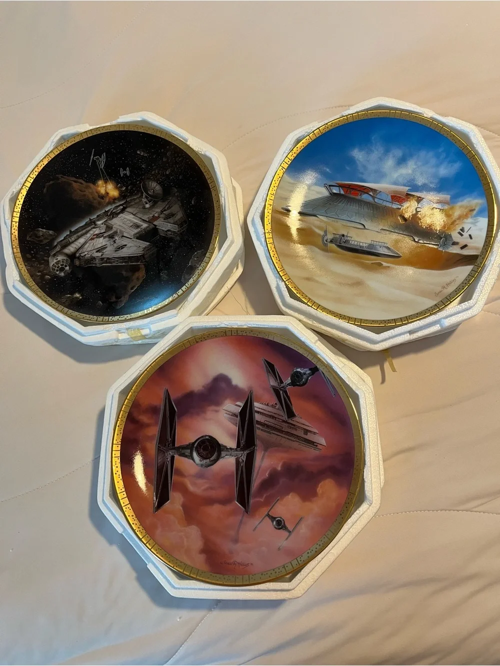 Star Wars Hamilton Plates Vehicles- Millennium Falcon, TIE Fighter , Jabba Barge